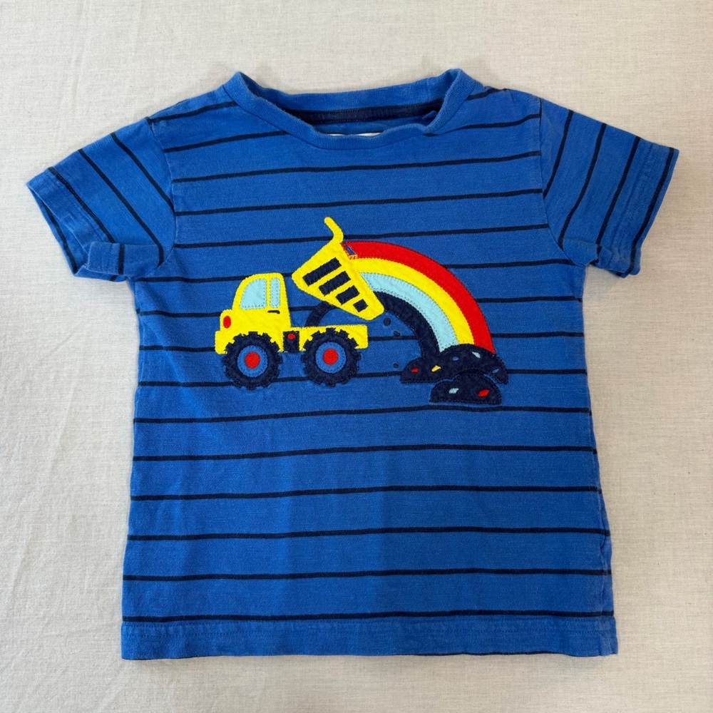 Next Blue Striped Tee with Colorful Truck Design